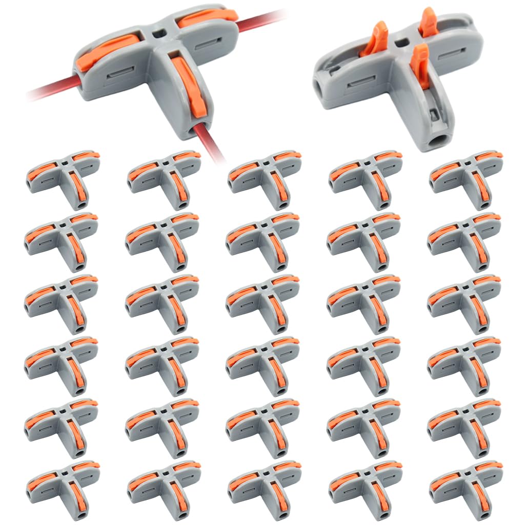 Serplex 30Pcs Wire Connectors T-Shape 3 Way Wire Conductor Quick Cable Splitter Electrical Connectors Push-in Terminal Block Wire Connectors Universal Wire Connector for AWG 28-12 Cable Serplex 30Pcs Wire Connectors T-Shape 3 Way Wire Conductor Quick Cable Splitter Electrical Connectors Push-in Terminal Block Wire Connectors Universal Wire Connector for AWG 28-12 Cable